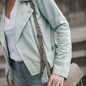 NWT Blank NYC Suede Moto Jacket Light Blue S